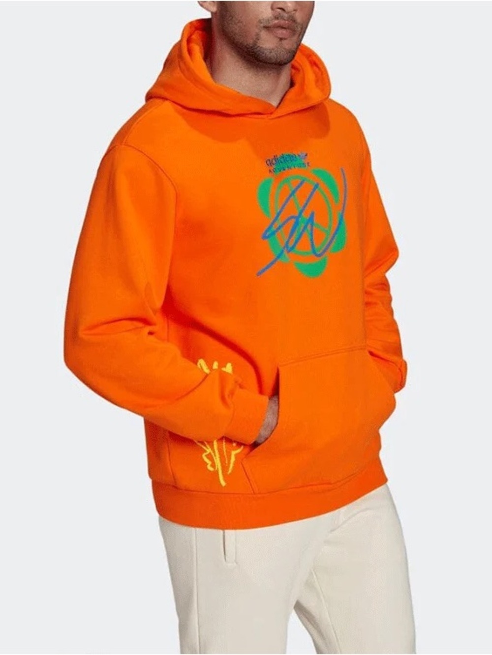 Adidas × Sean Wotherspoon Superturf Hoodie Bright Orange Graphic Hoodie